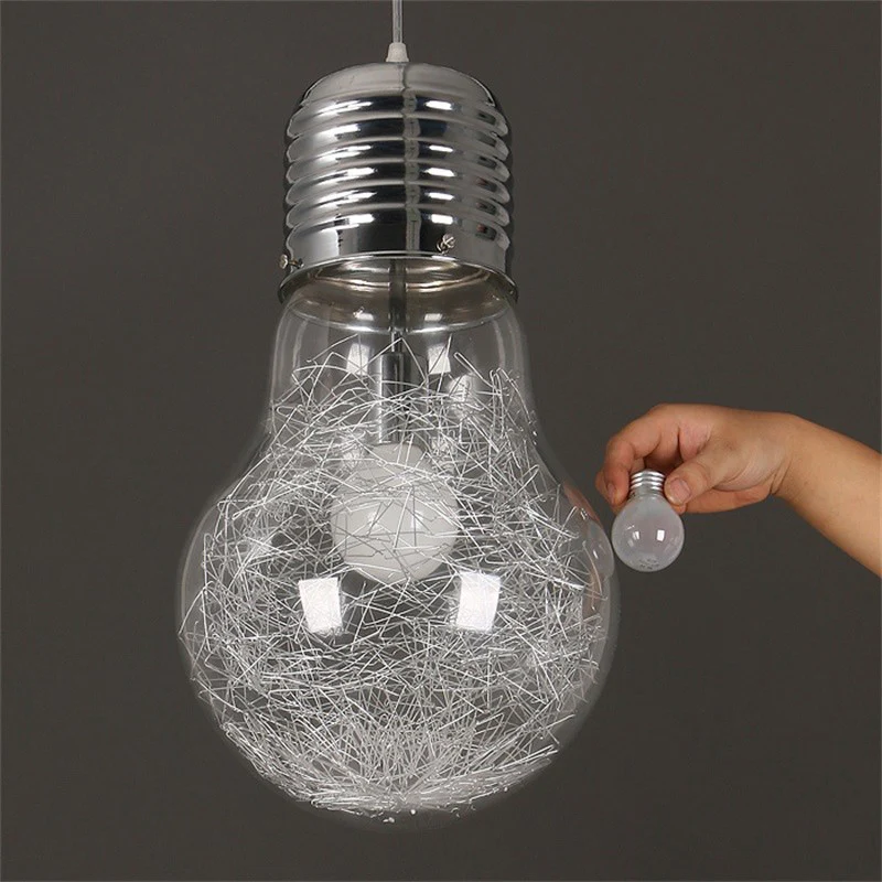 Helderglazen bolvormige hanglamp Basisch 1-lichts hanglamp zilver