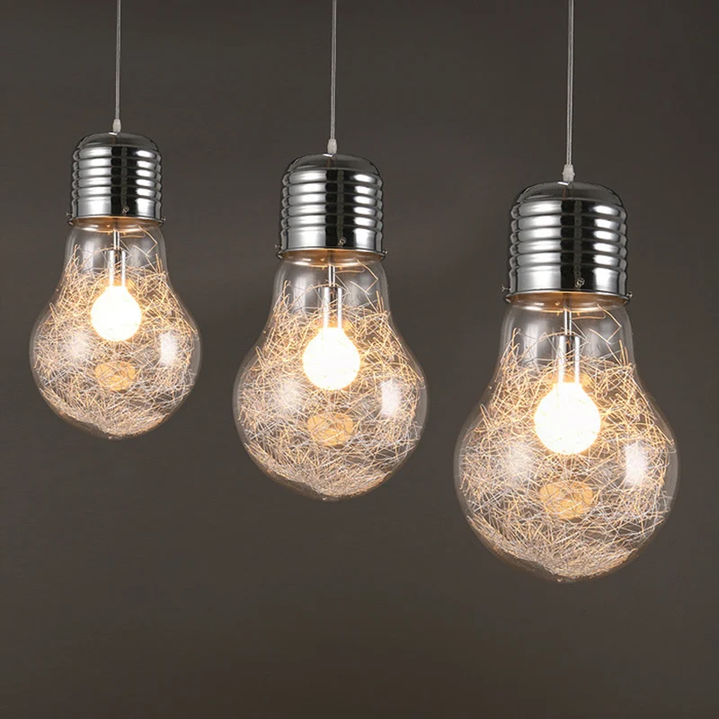 Helderglazen bolvormige hanglamp Basisch 1-lichts hanglamp zilver