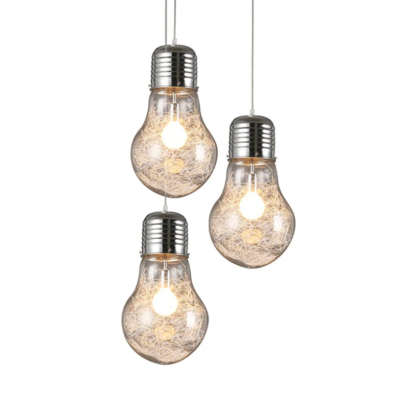 Helderglazen bolvormige hanglamp Basisch 1-lichts hanglamp zilver
