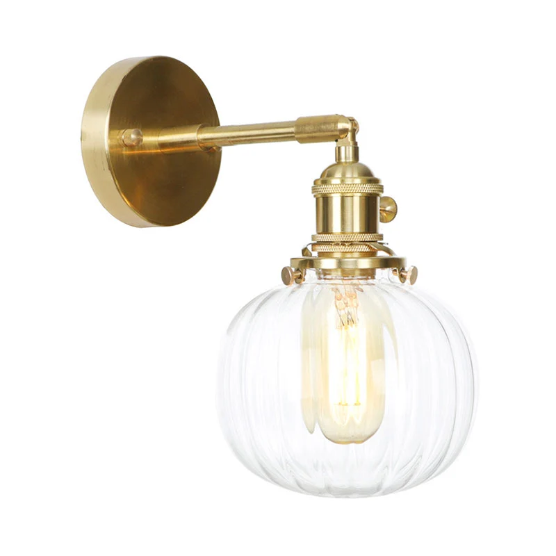 Helderglazen bolwandlamp draaibaar klassiek enkele wandkandelaar goud voor veranda