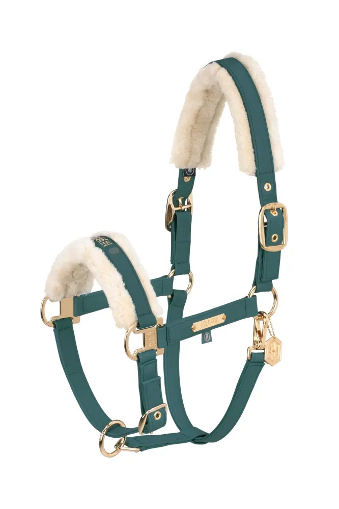 Heritage AW24 Faux Lederen Double Pin Headcollar Faux Fur Vintage Green X-Full