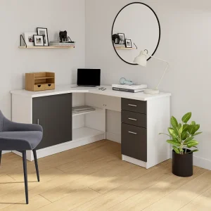 Hoekbureau NORWY - 2 deuren & 2 laden - MDF blad met granieteffect