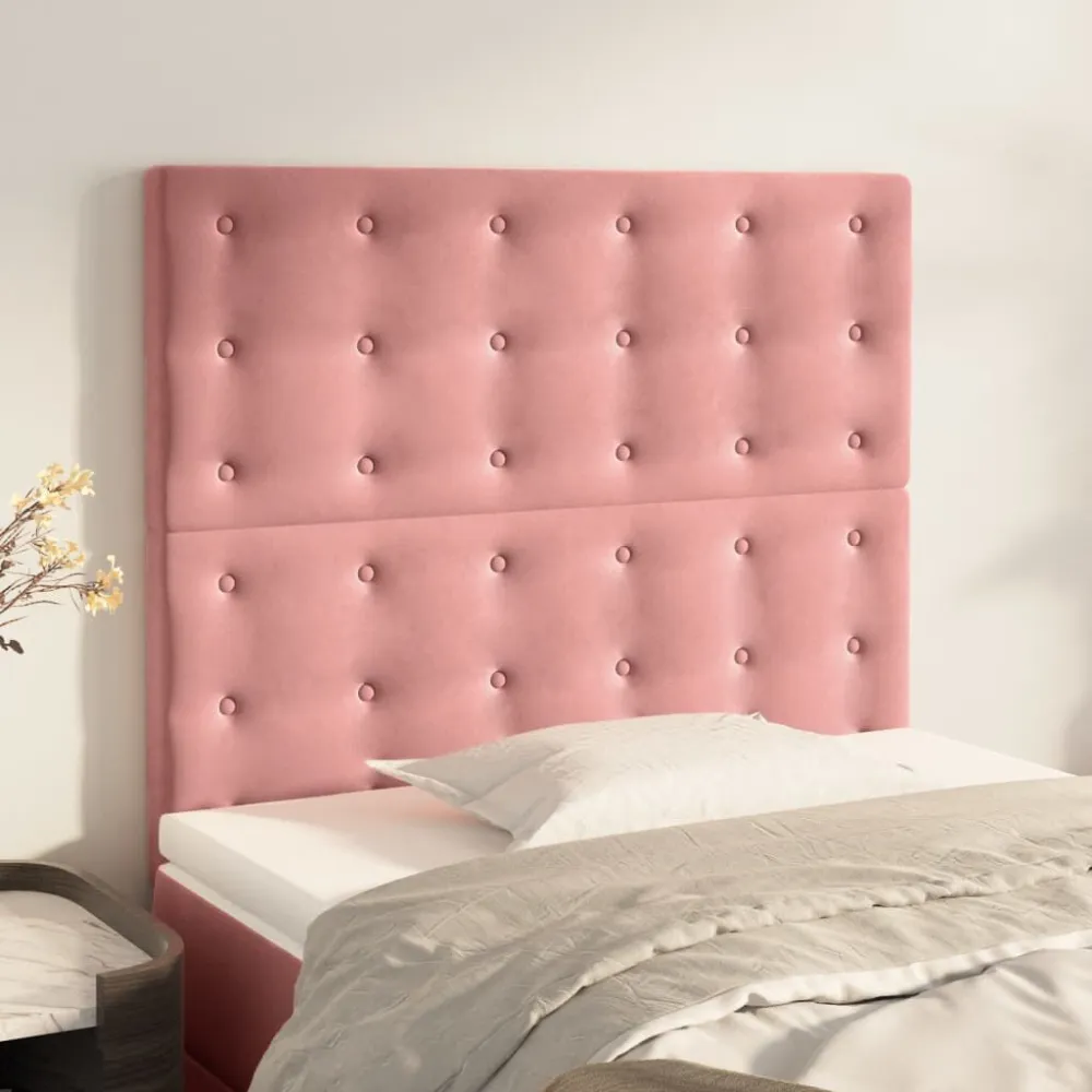 Hoofdborden 2 st 90x5x78/88 cm fluweel roze
