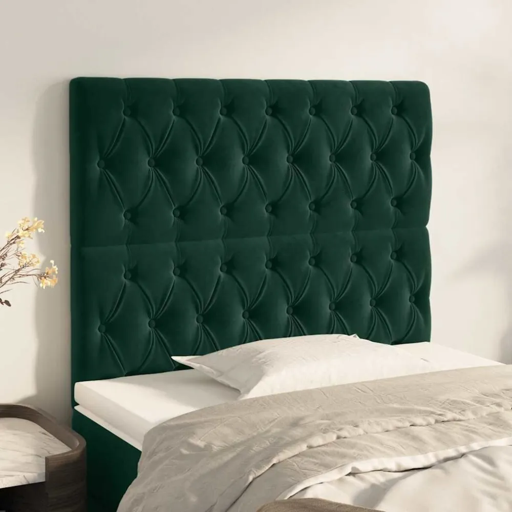 Hoofdborden 2 st 90x7x78/88 cm fluweel donkergroen