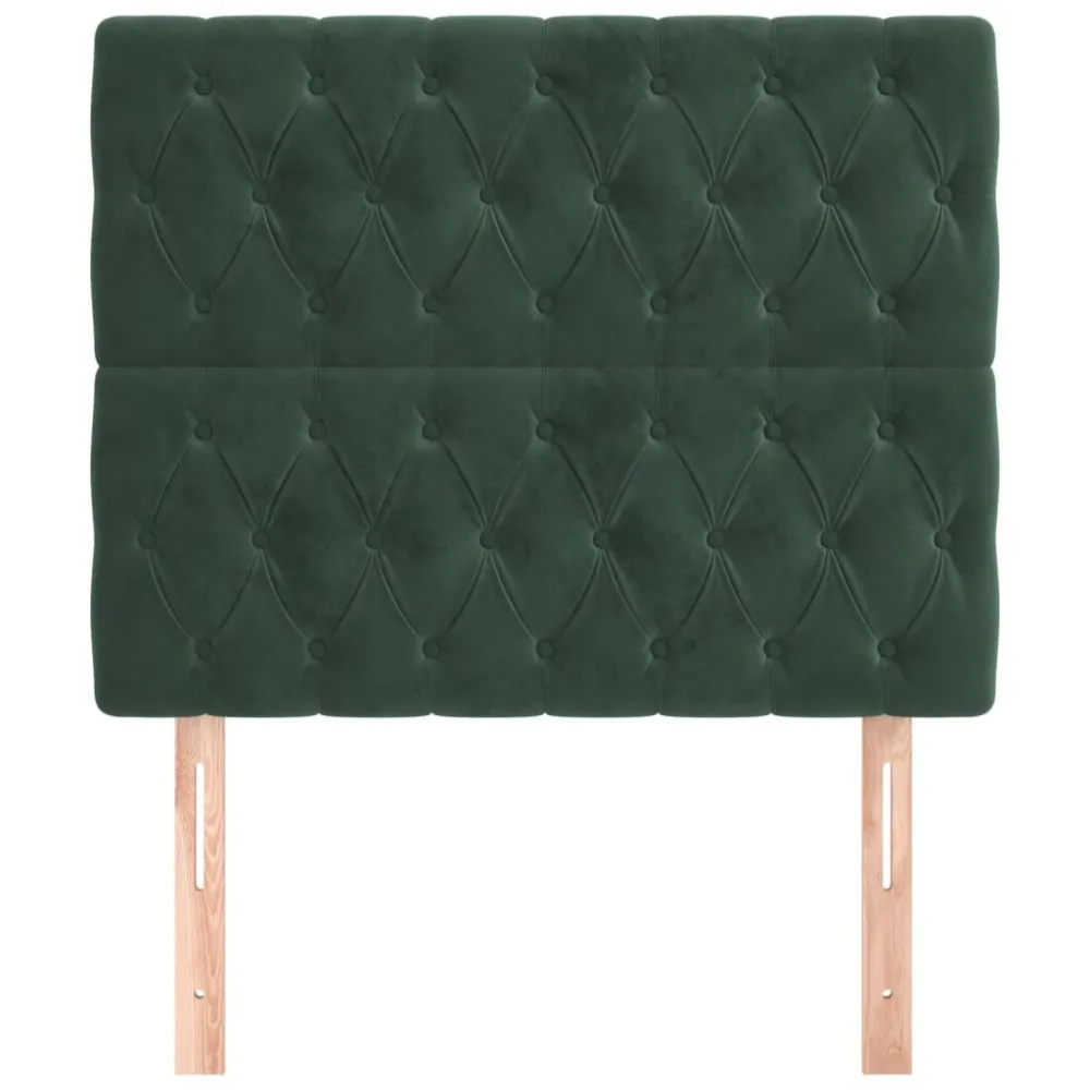 Hoofdborden 2 st 90x7x78/88 cm fluweel donkergroen