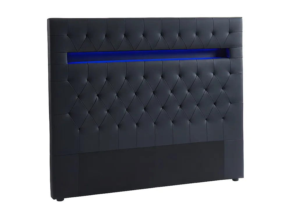 Hoofdeinde SUPERNOVA II - 160 cm - met LEDs - Zwart kunstleer - Koop nu basisch online