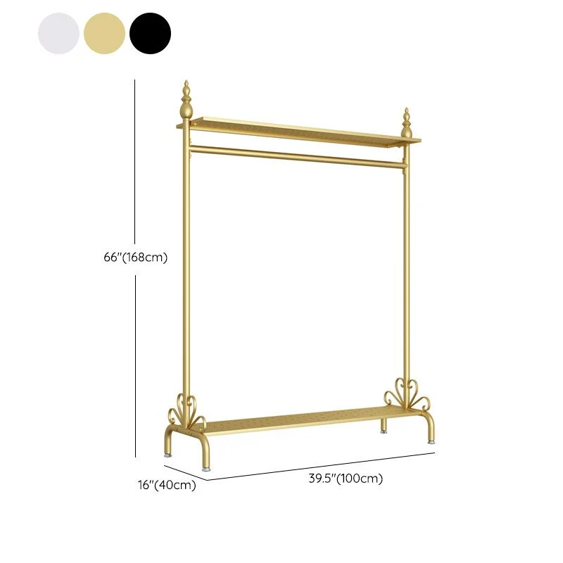 Industrial Metallic Coat Hanger Free Standing Dubbel Shelves Coat Rack Living Room 39l