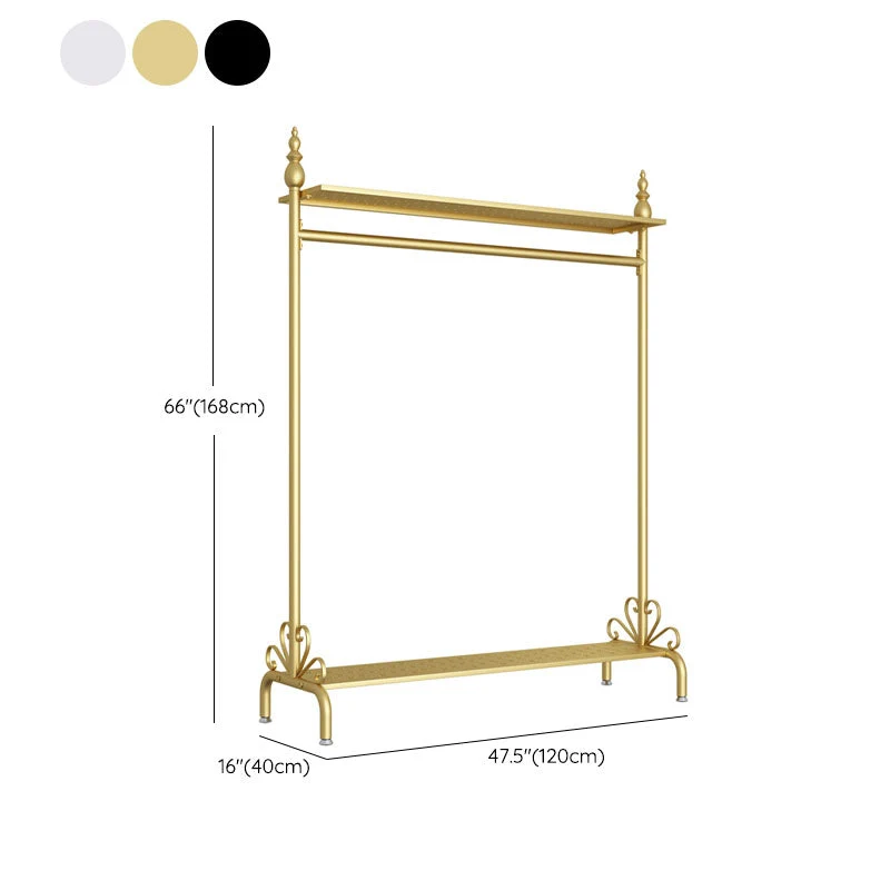 Industrial Metallic Coat Hanger Free Standing Dubbel Shelves Coat Rack Living Room 39l