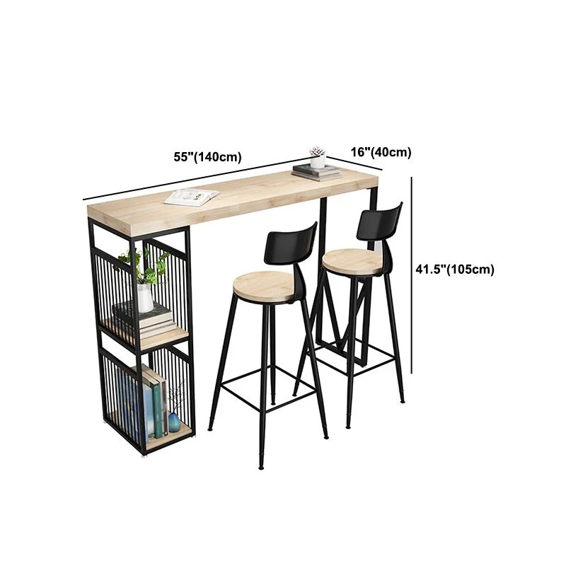 Industrial Rectangle Bistro Accent Dining Table Tweemaal pedestal Indoor Patio Bar Table 47