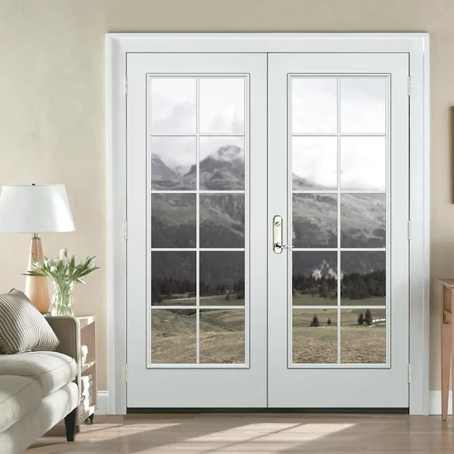 JELD-WEN 72- x 80- Low-e External Grilles Primed Staalsoort French Left-Hand Inswing Double Patio Door