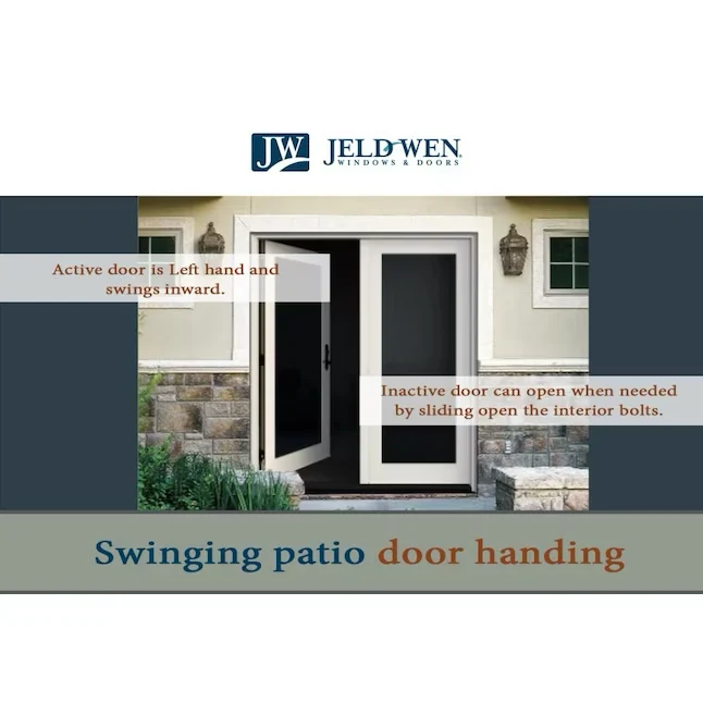 JELD-WEN 72- x 80- Low-e External Grilles Primed Staalsoort French Left-Hand Inswing Double Patio Door