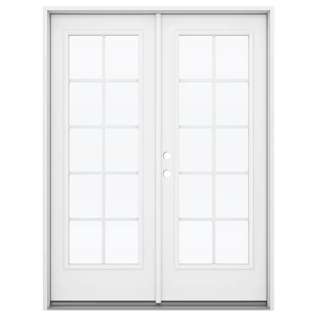 JELD-WEN 72- x 80- Low-e External Grilles Primed Staal French Right-Hand Inswing Double Patio Door
