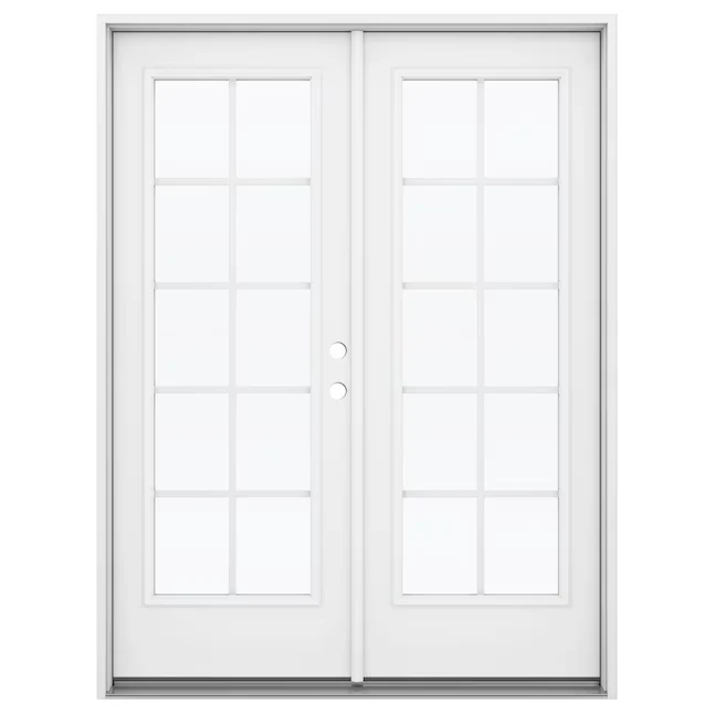 JELD-WEN 72- x 80- Low-e External Grilles Primed Staalsoort French Left-Hand Inswing Double Patio Door