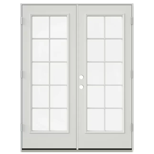 JELD-WEN 72- x 80- Low-e External Grilles Primed Staalsoort French Left-Hand Inswing Double Patio Door