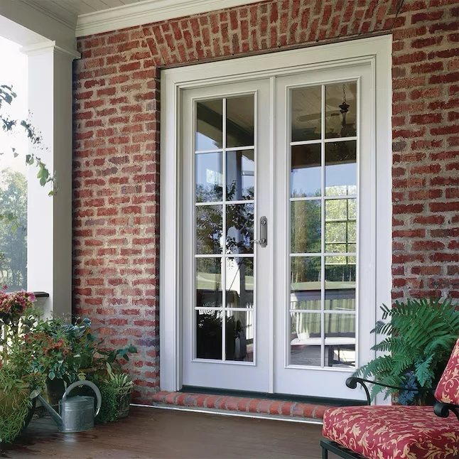 JELD-WEN 72- x 80- Low-e External Grilles Primed Staalsoort French Left-Hand Inswing Double Patio Door