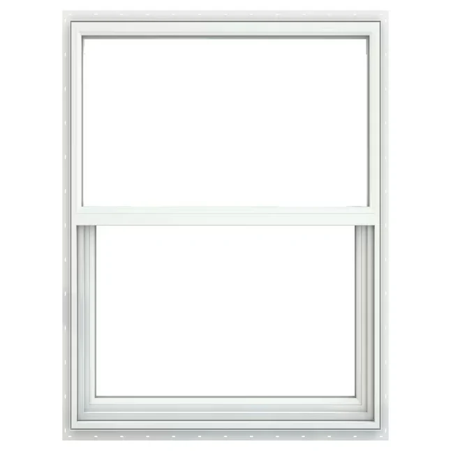 JELD-WEN V-2500 New Construction 35-1/2- x 47-1/2- x 3- Jamb Melkwit Vinyl Low-e Single Hung Window Full Screen Included
