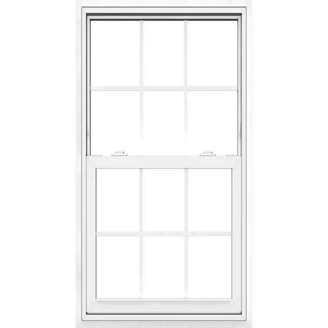 JELD-WEN V-2500 Vers Construction 31-1/2- x 59-1/2- x 3- Jamb White Vinyl Low-e Single Hung Window Grids Full Screen Included