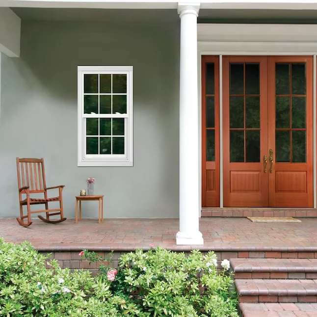 JELD-WEN V-2500 Vers Construction 31-1/2- x 59-1/2- x 3- Jamb White Vinyl Low-e Single Hung Window Grids Full Screen Included
