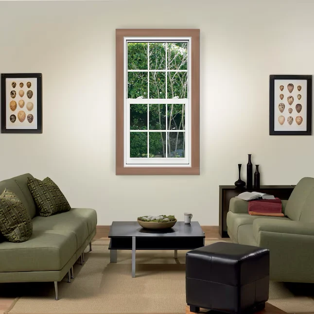 JELD-WEN V-2500 Vers Construction 31-1/2- x 59-1/2- x 3- Jamb White Vinyl Low-e Single Hung Window Grids Full Screen Included