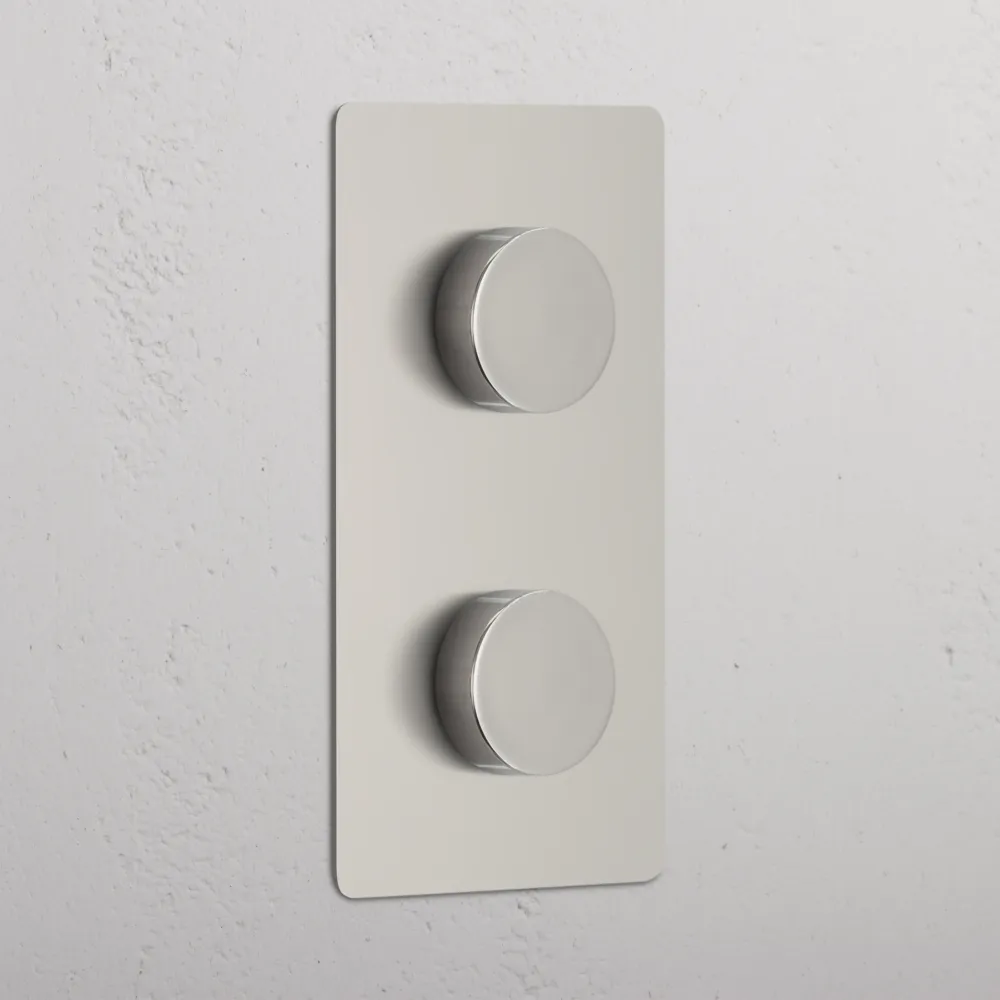Kew Dubbele 2x verticale dimmer - Gepolijst Nikkel Regular