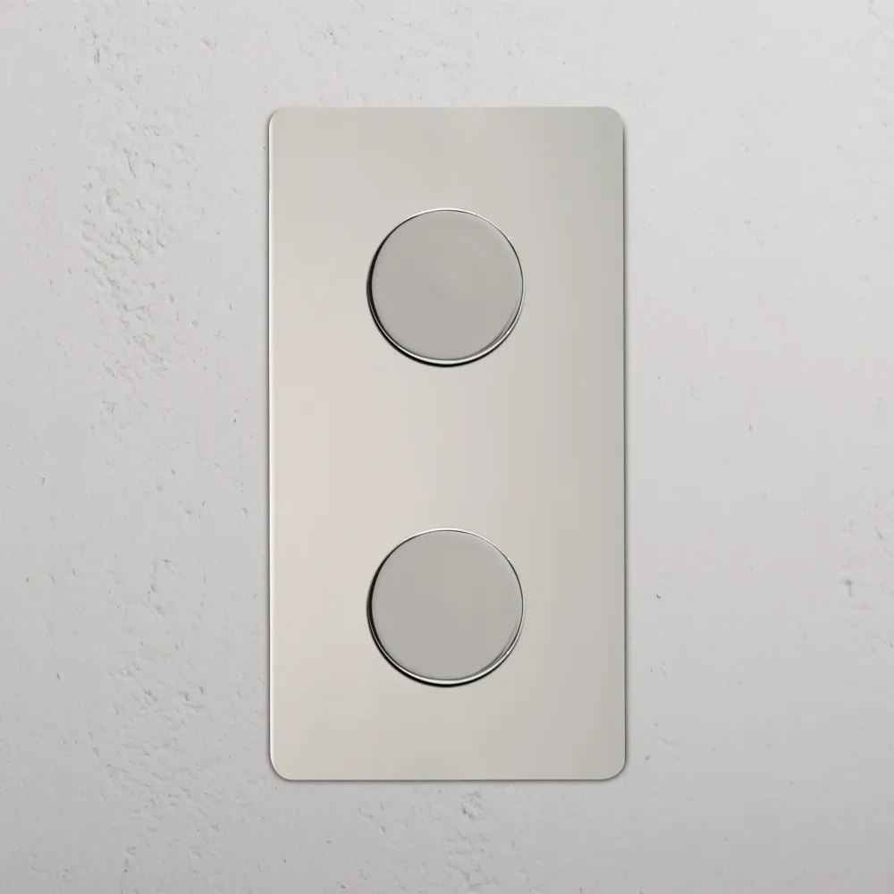 Kew Dubbele 2x verticale dimmer - Gepolijst Nikkel Regular