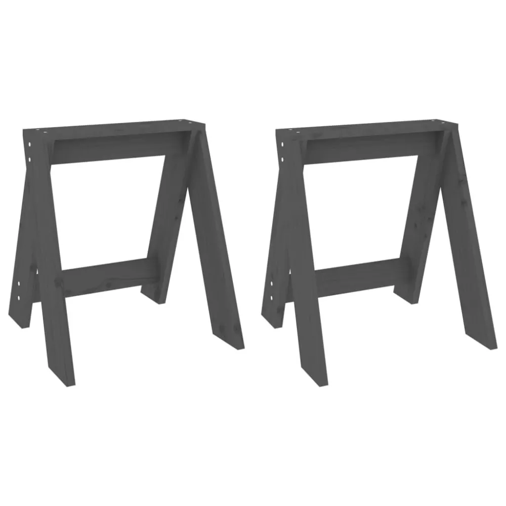 Krukken 2 st 40x40x45 cm massief grenenhout grijs