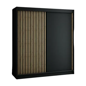 LAMELO KLEDINGKAST MET SCHUIFDEUREN 200/200/62 2 deuren (zwart/zwart/artisan)