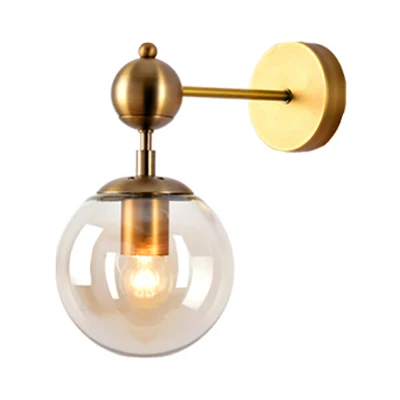 1 licht helder/grijs/amber glazen wandkandelaar antiekstijl messing globe schaduw woonkamer verlichtingsarmatuur