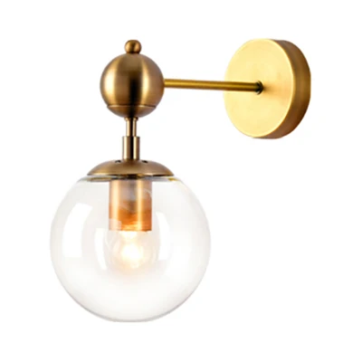 1 licht helder/grijs/amber glazen wandkandelaar klassiek messing globe schaduw woonkamer verlichtingsarmatuur