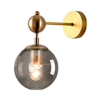 1 licht helder/grijs/amber glazen wandkandelaar klassiek messing globe schaduw woonkamer verlichtingsarmatuur