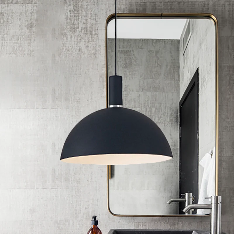 Lichtmetaal Hemisphere Pendant Lamp One Light Contemporary Pendant Light Dining Room Black