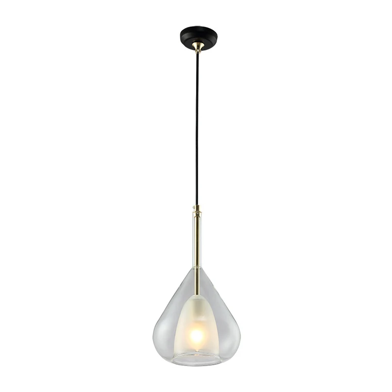 1 Light Hanging Pendant Lights Contemporain Double Glass Teardrop Pendant Lighting Living Room Gold