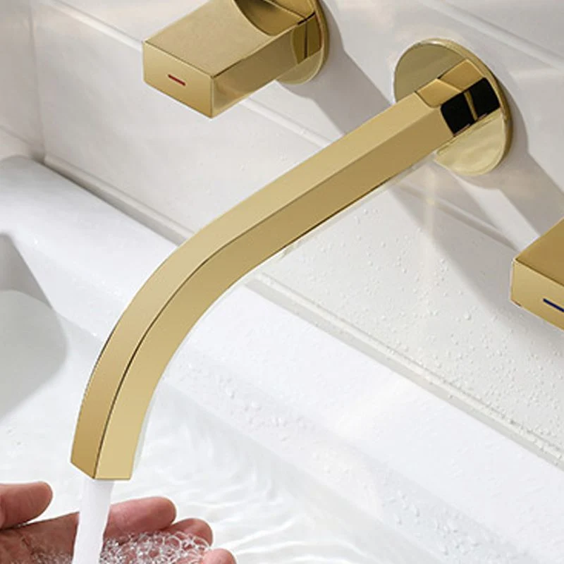 Light Luxe Wall Mounted Bathroom Faucet Double Handles Vessel Faucet Rose