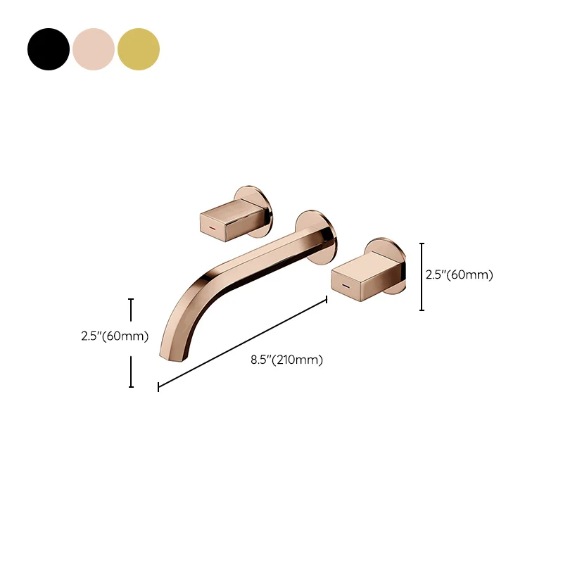 Light Luxury Wall Mounted Bathroom Faucet Duo Handles Vessel Faucet Rose