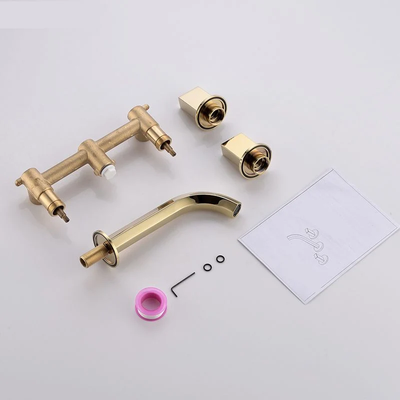 Light Luxury Wall Mounted Bathroom Faucet Duo Handles Vessel Faucet Rose