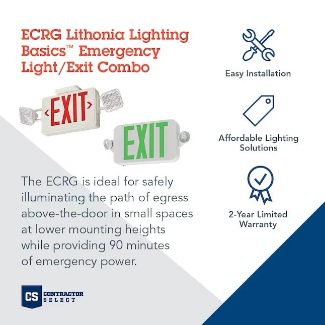 Lithonia Lighting ECRG Series 2-Watt 120-277-Volt LED Parelmoer Hardwired Exit Light Red/Green Lights