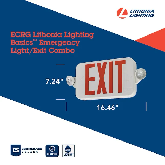 Lithonia Lighting ECRG Series 2-Watt 120-277-Volt LED Parelmoer Hardwired Exit Light Red/Green Lights