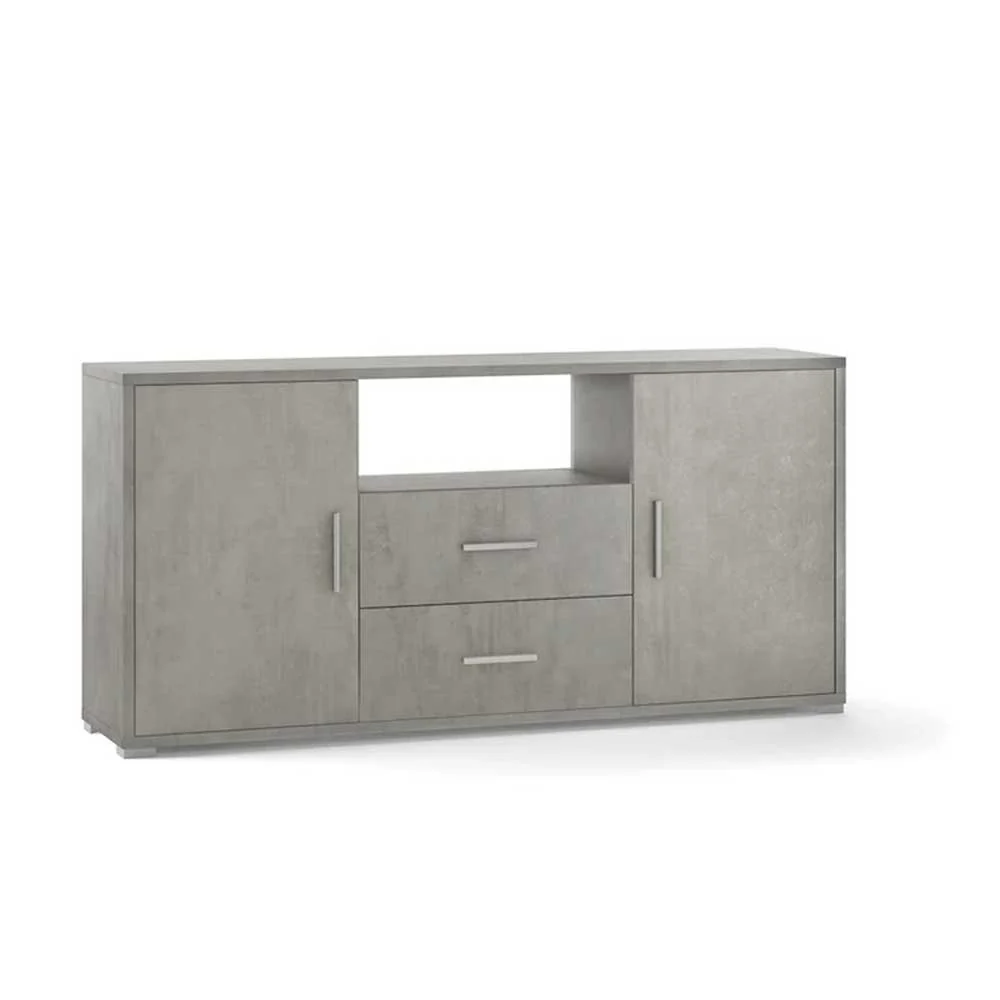 Living Room Mobile Credenza 2 doors and 2 drawers Cement Structure Finish / Cement Front Finish Sarmog