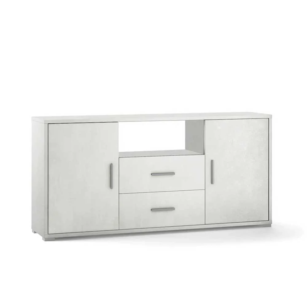 Living Room Mobile Credenza 2 doors and 2 drawers White Oxide Structure Finish / Ivoor Oxide Front Finish Sarmog
