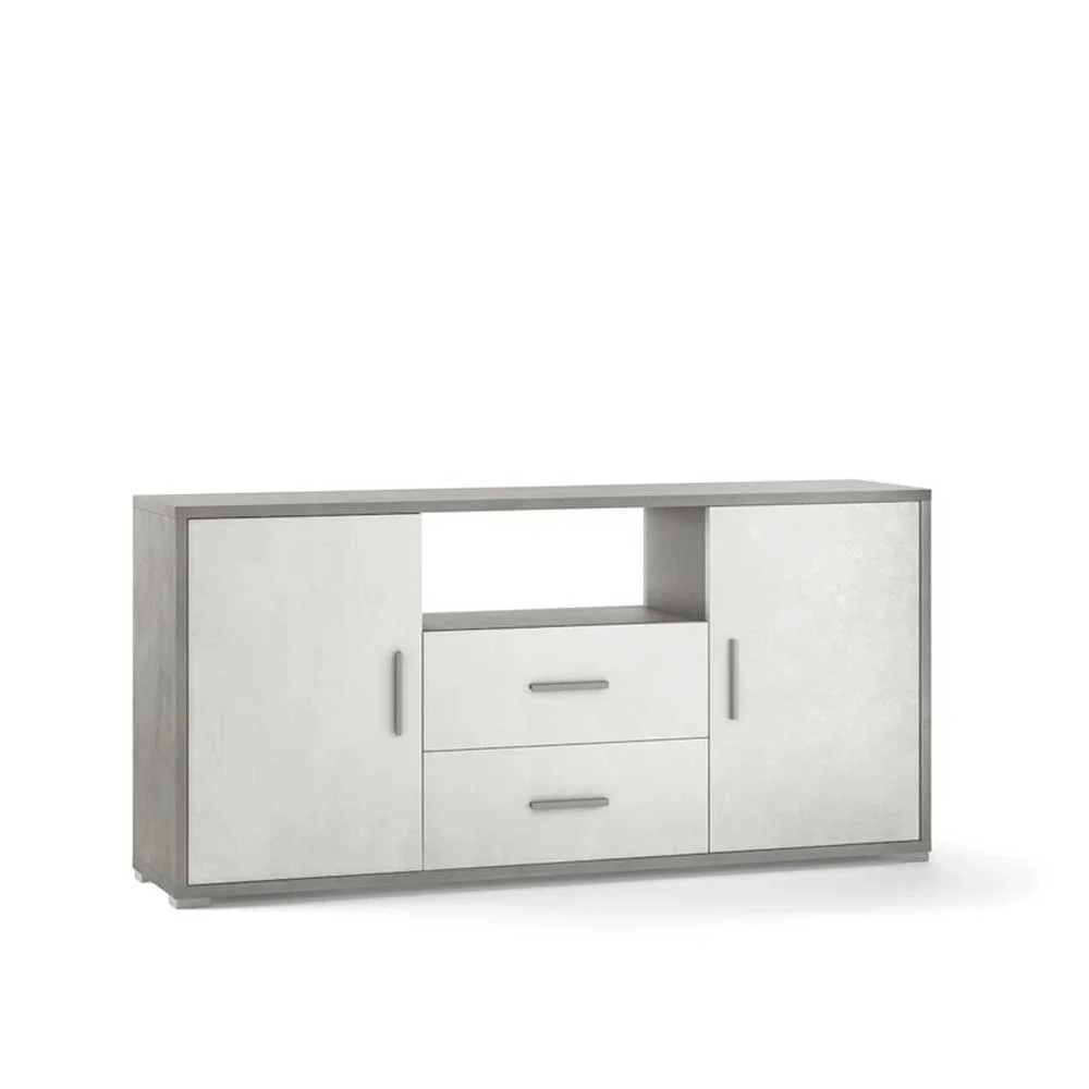 Living Room Mobile Credenza 2 doors and 2 drawers Cement Structure Finish / Parelmoer Oxide Front Finish Sarmog