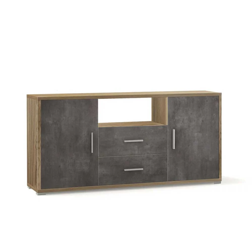 Living Room Mobile Credenza 2 doors and 2 drawers Walnoot hout Stelvio Structure finish / Black Oxide Front finish Sarmog