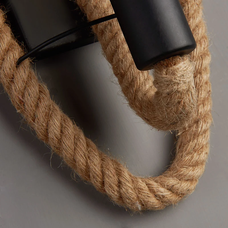 Loop Shaped Rope Wall Sconce Rustic 1-Head Corridor Wall Light Bare Bulb Design Wood Wood