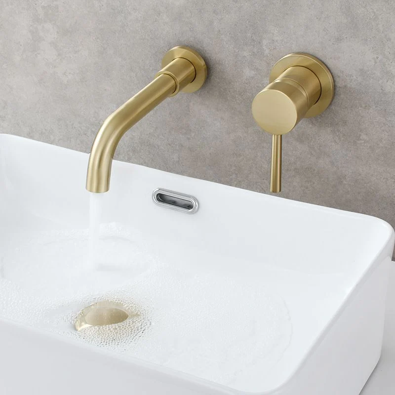 Los Hole Wall Mounted Bathroom Faucet Swivel Spout Basin Faucet Silver