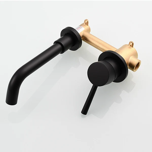 Los Hole Wall Mounted Bathroom Faucet Swivel Spout Basin Faucet Silver