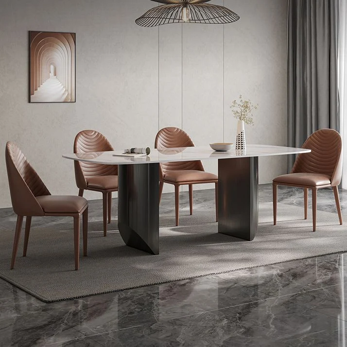 Luxury Tweevoudig Pedestal Dining Table Sintered Stone Dining Room Desk 51