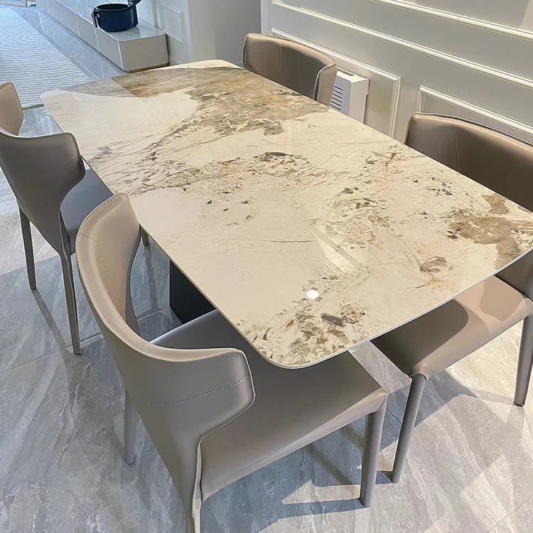Luxury Tweevoudig Pedestal Dining Table Sintered Stone Dining Room Desk 51