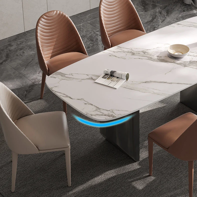 Luxury Tweevoudig Pedestal Dining Table Sintered Stone Dining Room Desk 51