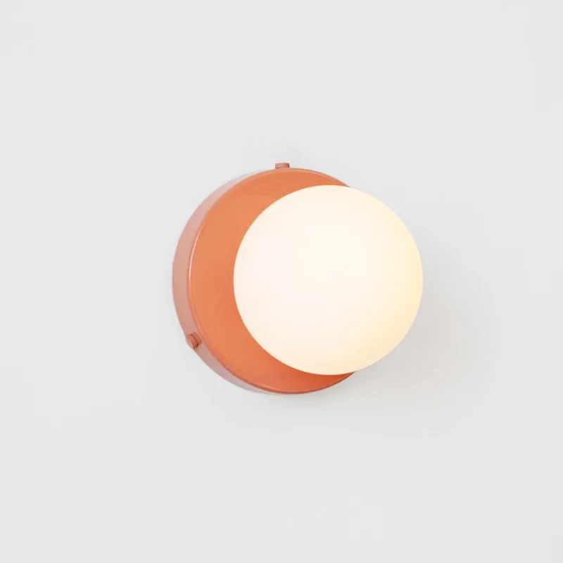 Macaron Globule Gering Wall Lighting Milk Glass 1 Light Bathroom Sconce Fixture Pink/Green/Burgundy Pink