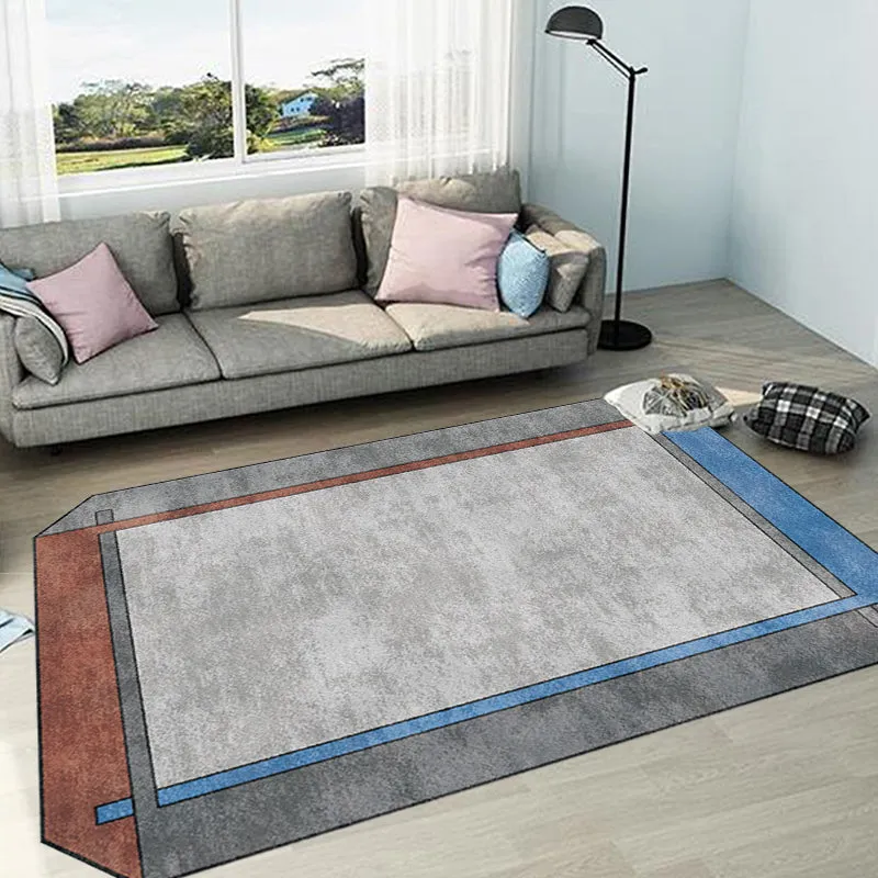 Makkelijk Novelty Irregular Rug Grey Colorblock Pattern Rug Polyester Non-Slip Backing Carpet Home Decor Grey