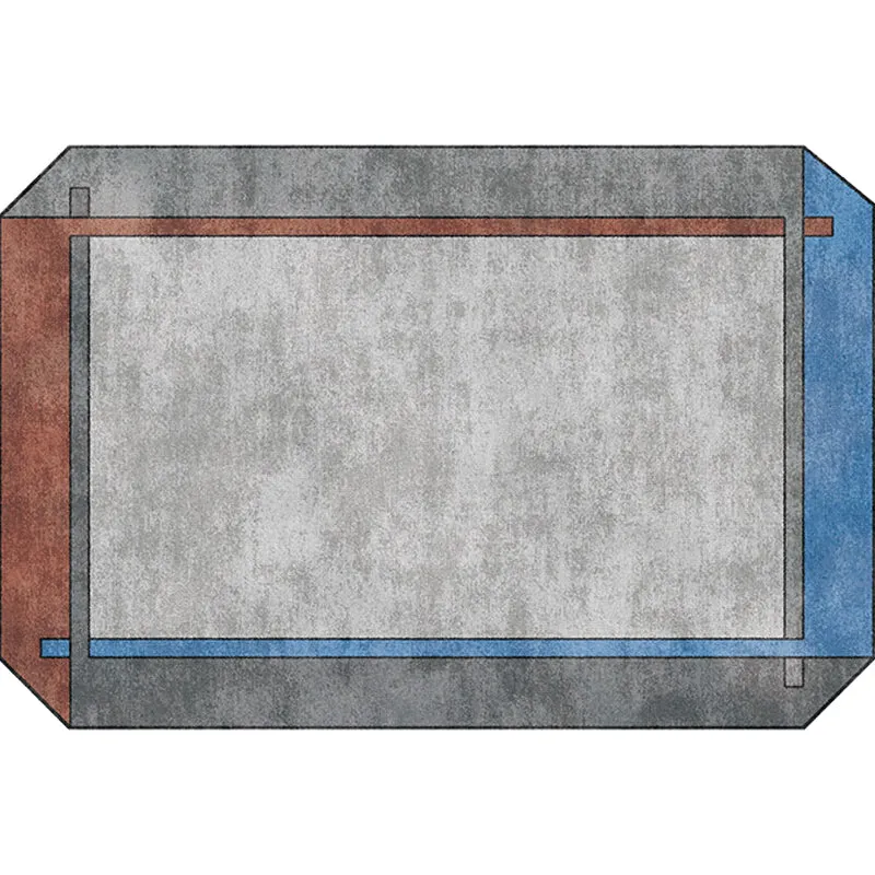 Makkelijk Novelty Irregular Rug Grey Colorblock Pattern Rug Polyester Non-Slip Backing Carpet Home Decor Grey